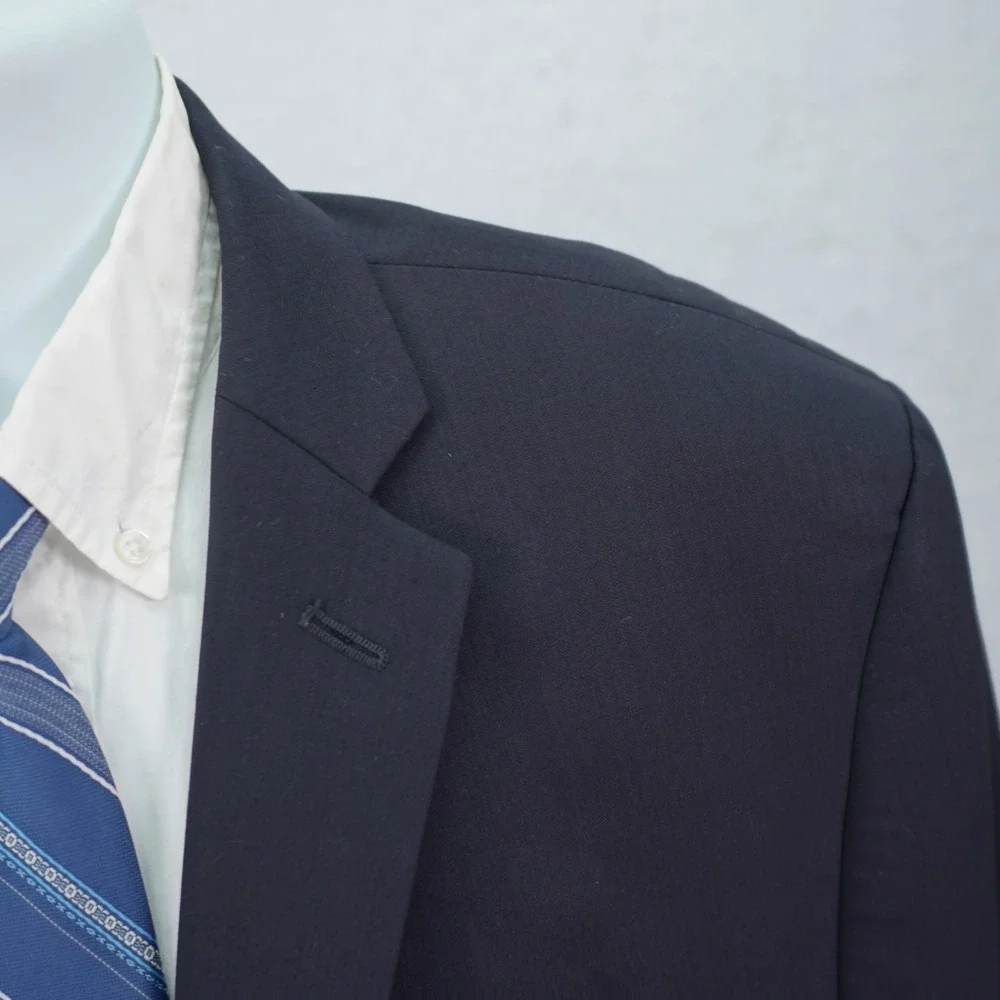 Calvin Klein Wool Blue Silver Button‎ Blazer 46L 2 Button